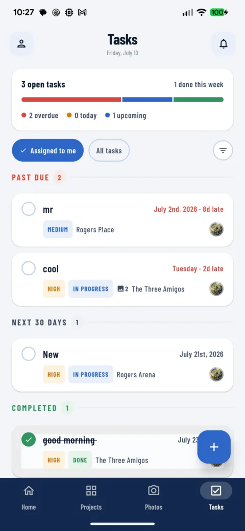CrewBox task board