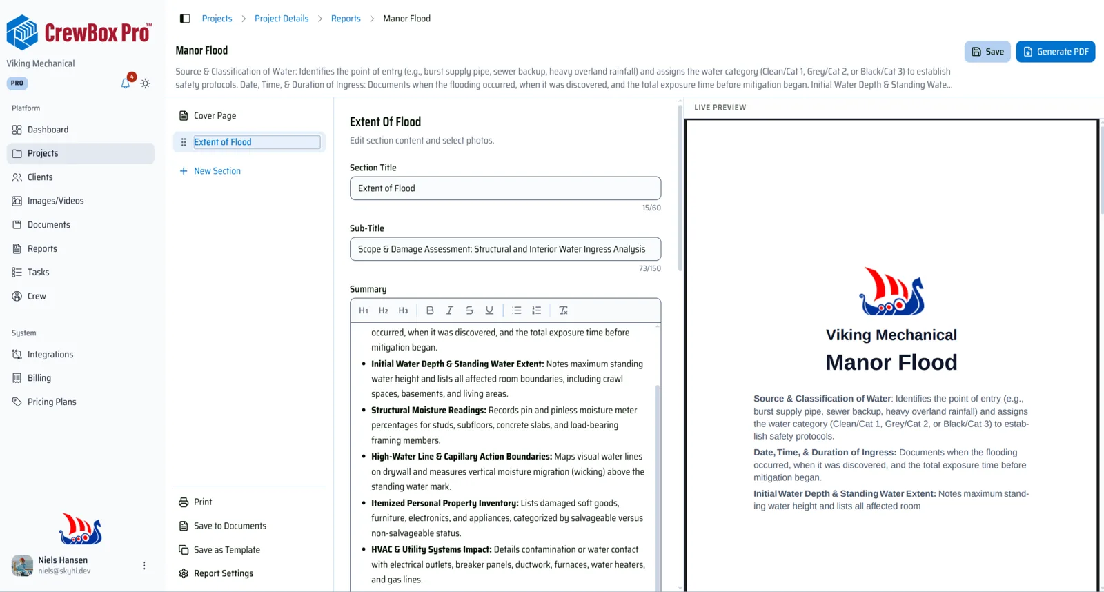 Building a branded PDF report in CrewBox